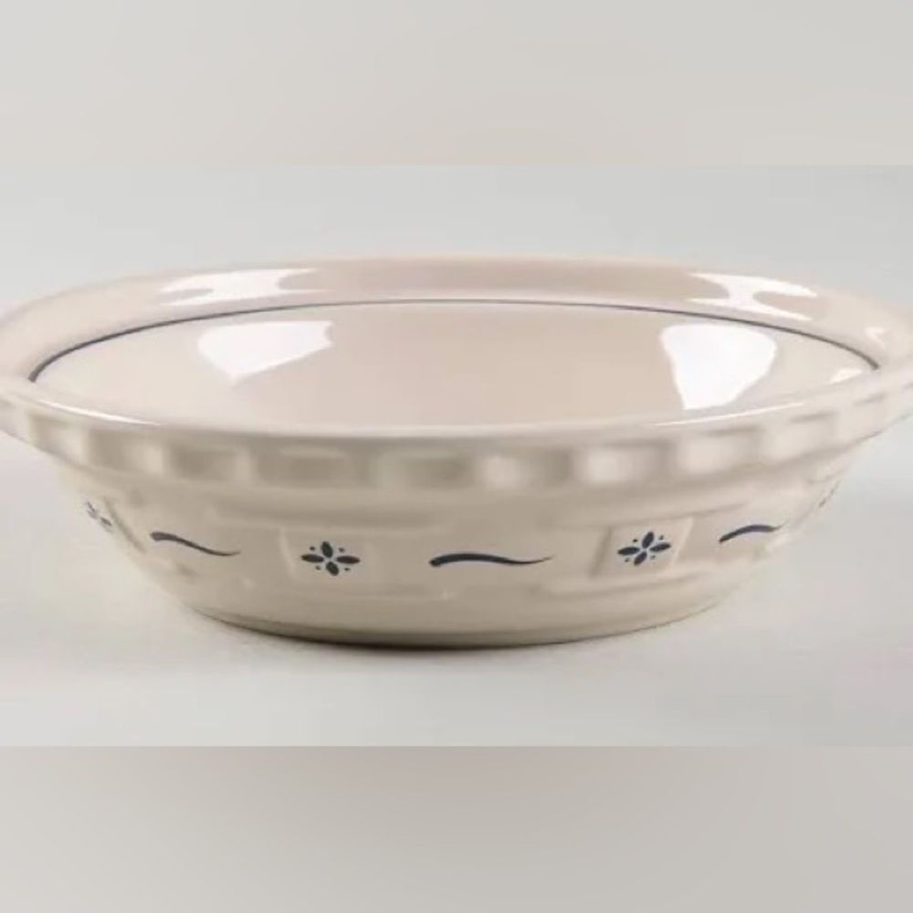 Longaberger Cream and Blue Ceramic Dish